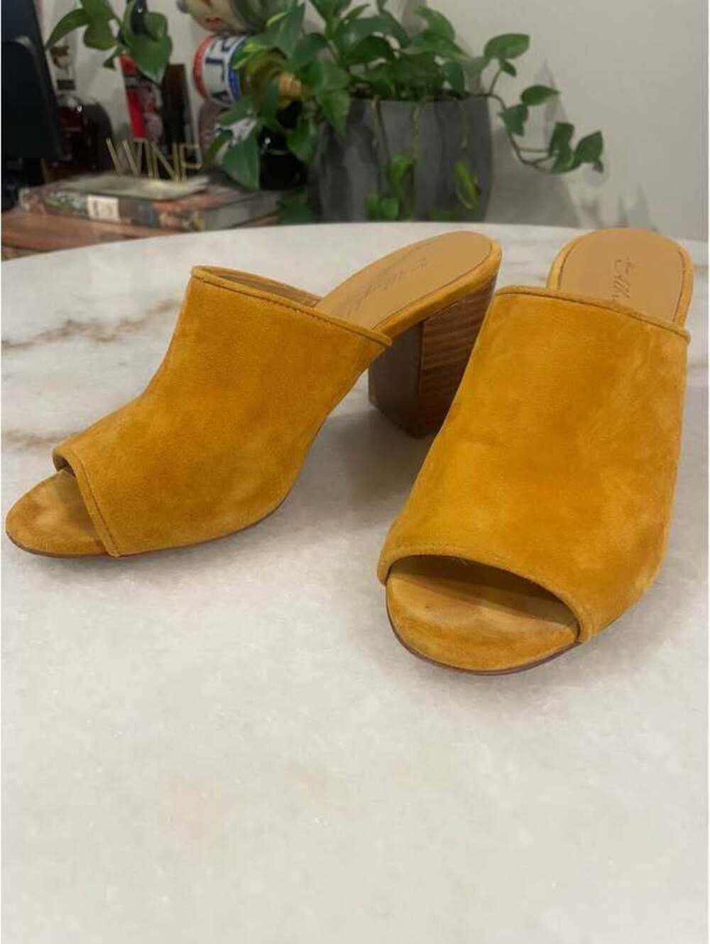 Mustard Yellow Suede and Leather Mules Size 6